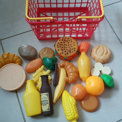 Basket with play food