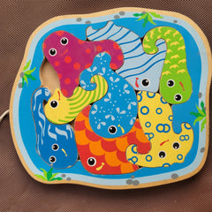 wooden puzzle, sea animals