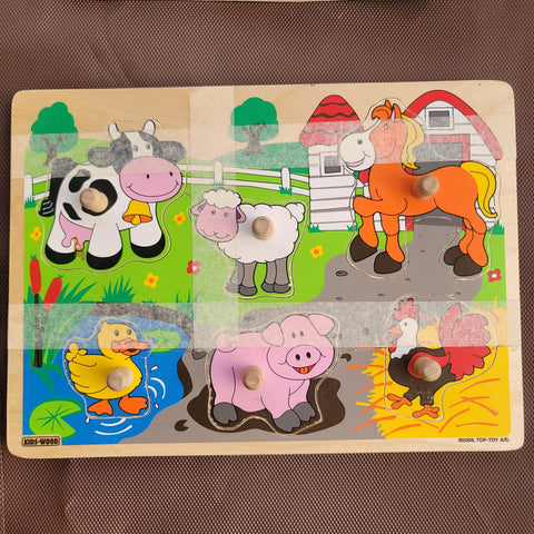 Wooden inset farm animals