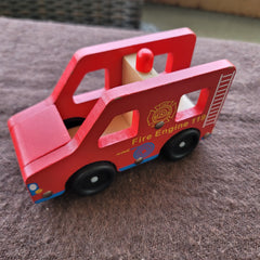 wooden red fire engine