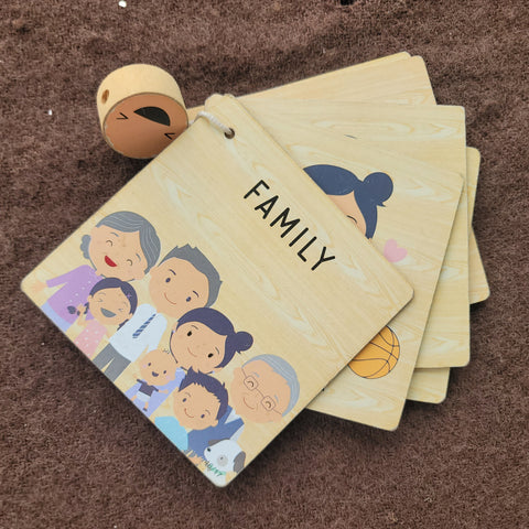 wooden book: families