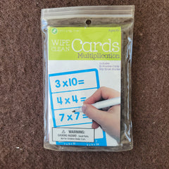 wipe clean multiplication cards, 9 cards instead of 10