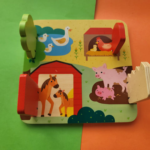 Lift the flap wooden puzzle