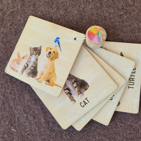 wooden book, wild animals