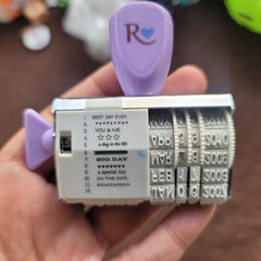 stamp with date and comments