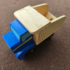 wooden dump truck, blue