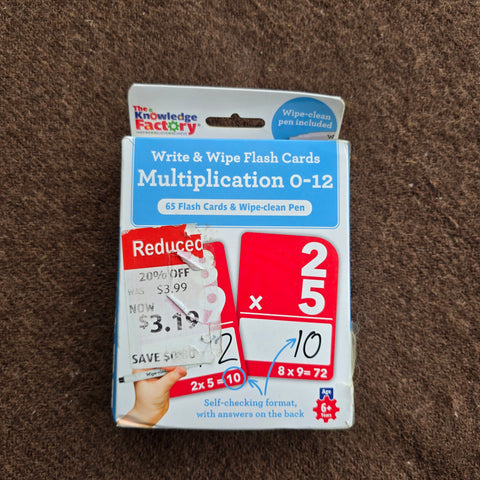 Math Multiplication Flash Cards