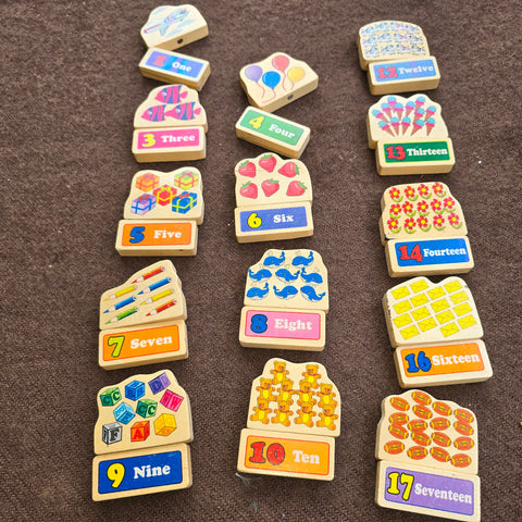 Wooden magnetic puzzle, pieces as pictured