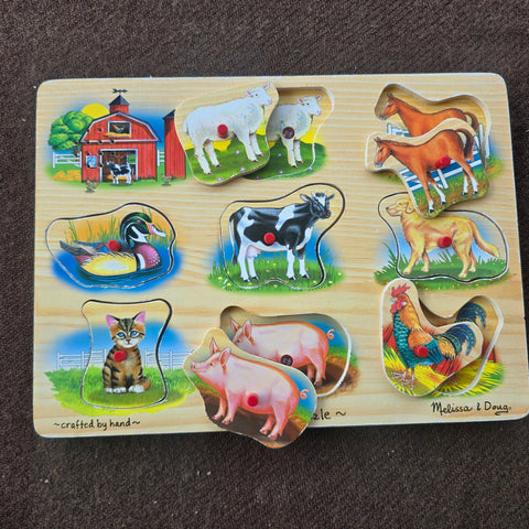 Wooden Puzzle- Farm Animal Puzzle- Small Knob