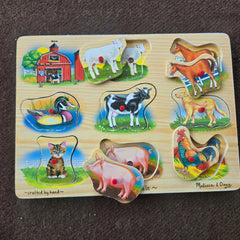 Wooden Puzzle- Farm Animal Puzzle- Small Knob - Toy Chest Pakistan