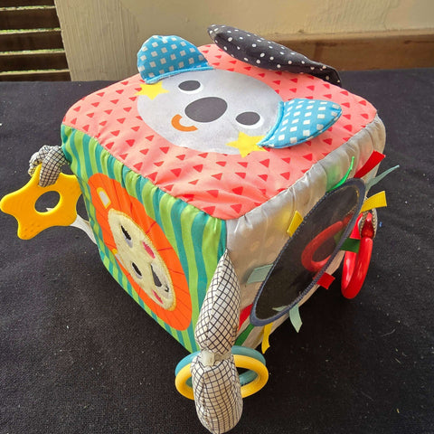 Fabric Activity Cube – Soft Sensory Play Toy for Babies
