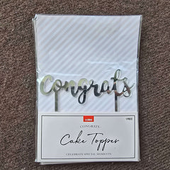 Cake Topper – Congrats (Silver) - Toy Chest Pakistan