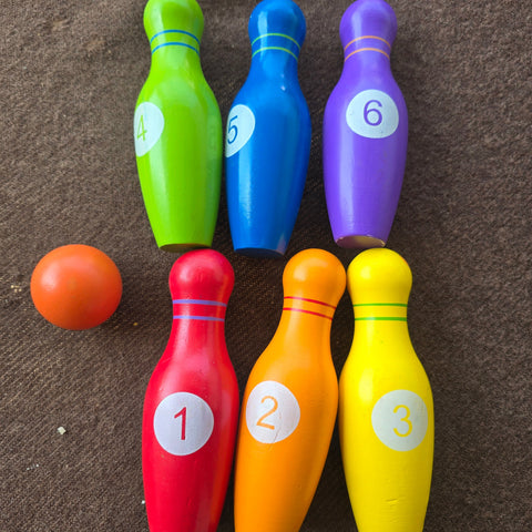 wooden bowling set