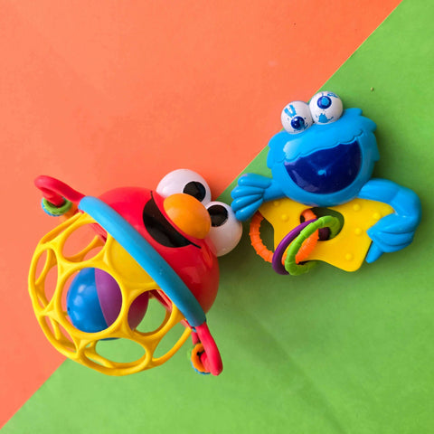 Elmo and Cookie Monster Rattles – Sesame Street Characters