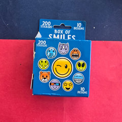 stickers box, smiley faces