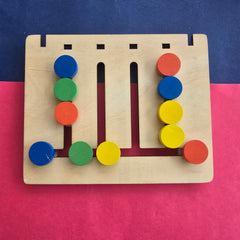 colour sorting puzzle (back side has fruit)