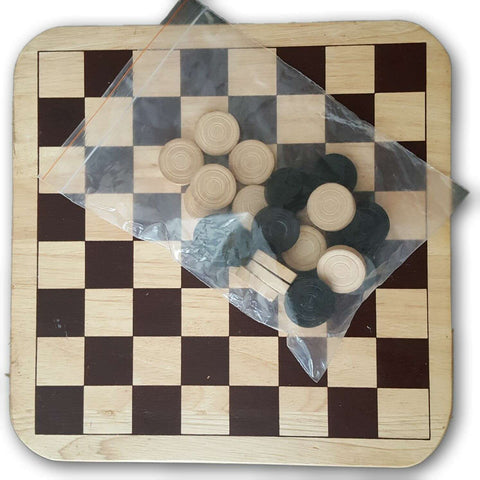 Wooden checkers, boxless