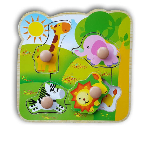 Large knobbed jungle animal puzzle set