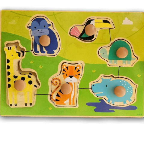 Wooden inset large knob animals