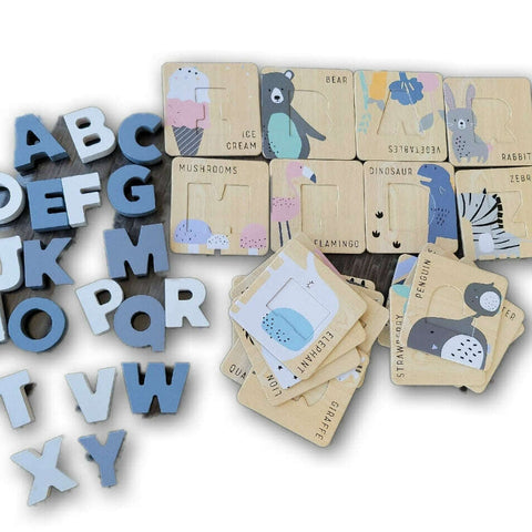 Wooden letter and vocab set (has 20 letters)