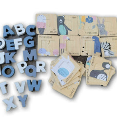 Wooden letter and vocab set (has 20 letters) - Toy Chest Pakistan