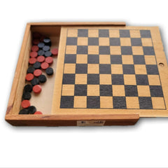 Wooden travel checkers set - Toy Chest Pakistan
