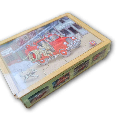 Wooden 4 in 1 puzzles - fire station