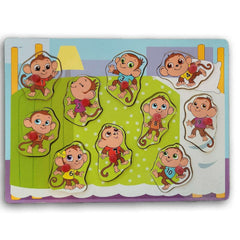 Monkey Counting puzzle, wooden - Toy Chest Pakistan