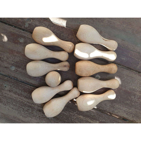 Wooden bowling set. 5 inch pins