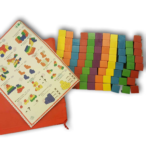 Wooden Pattern Activity Blocks (100 With Pouch)