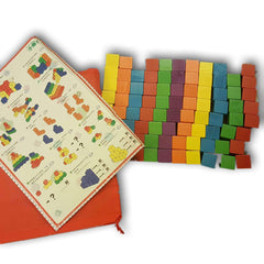 Wooden Pattern Activity Blocks (100 with pouch) - Toy Chest Pakistan