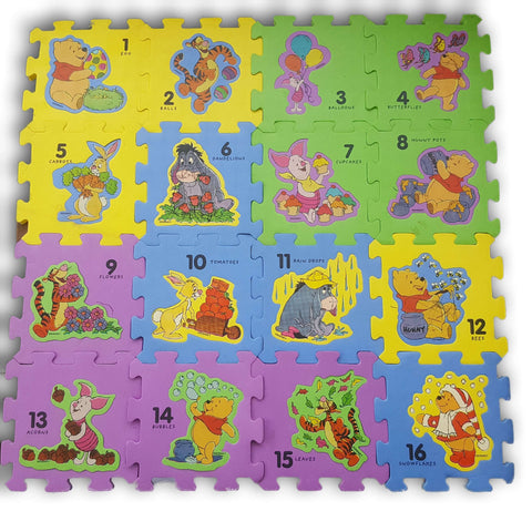 Winnie Pooh Counting Foam Mat Set 6" Each Square