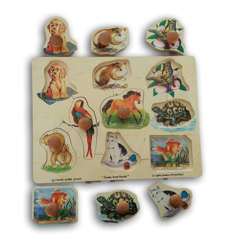 Wooden Large Knobbed Puzzle (Animals)
