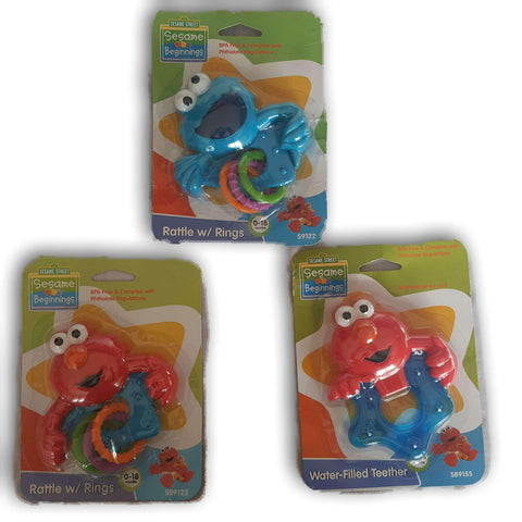 Sesame Street Set Of 3 Rattle And Teether New