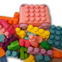Mega Bloks 30 block set with 1 car base and man (pink) - Toy Chest Pakistan