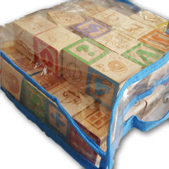 Wooden Alpahbet and Number Blocks Assorted Set (38 blocks) 2 x 2 inch - Toy Chest Pakistan