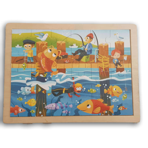 Wooden Jigsaw Puzzle: Fishing Scence