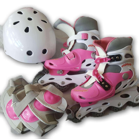 Inline Skates For A Ges 5 To 8, With Helmet And Protective Gear