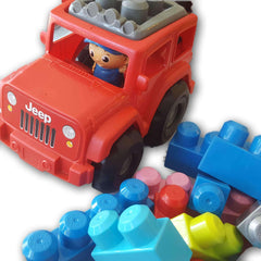 Megabloks red Jeep with 15 blocks - Toy Chest Pakistan