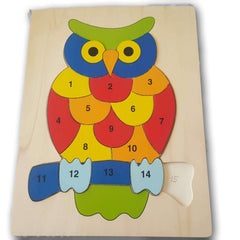 Owl number wooden puzzle - Toy Chest Pakistan