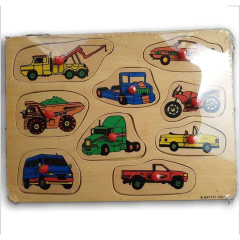 Wooden small knob vehicle puzzle
