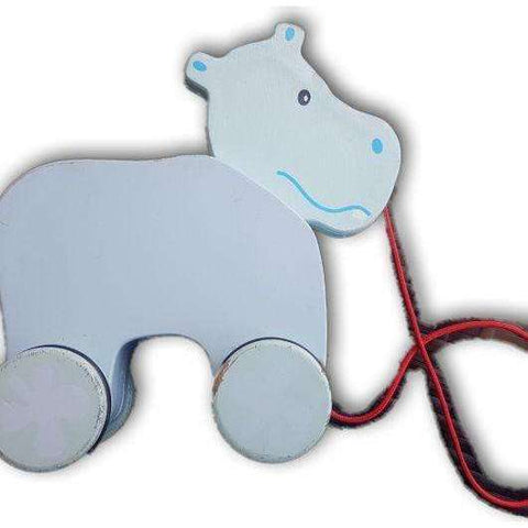 Pull Along Hippo, Wooden