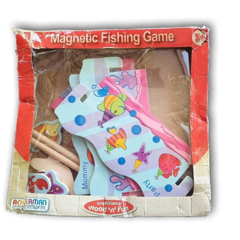 Magnetic wooden fishing game