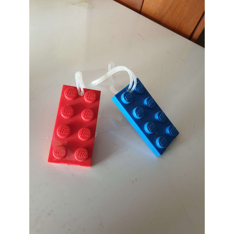 2 suitcase tags, lego