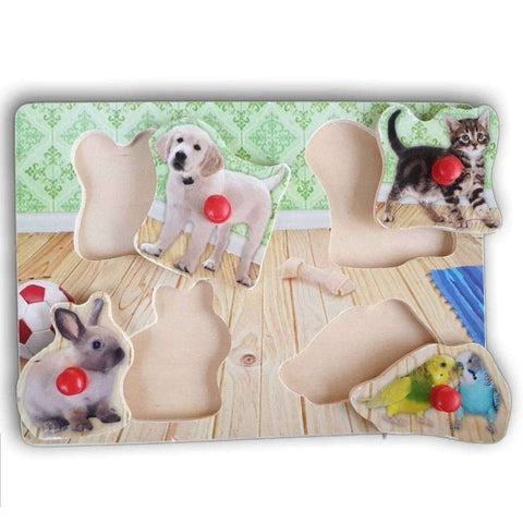 Animals wooden knobbed puzzle