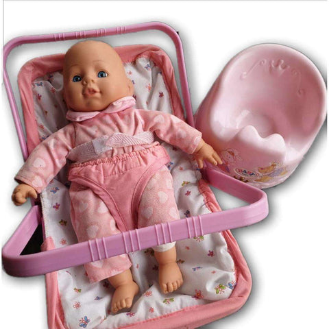 baby doll with carrier and potty seat