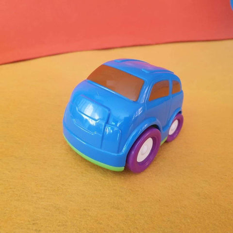 small car, blue