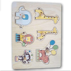 Wooden inset puzzle- wooden knobs - Toy Chest Pakistan