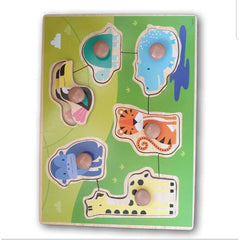 Wooden knobbed inset, jungle animals - Toy Chest Pakistan