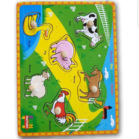 wooden knobbed puzzle, farm
